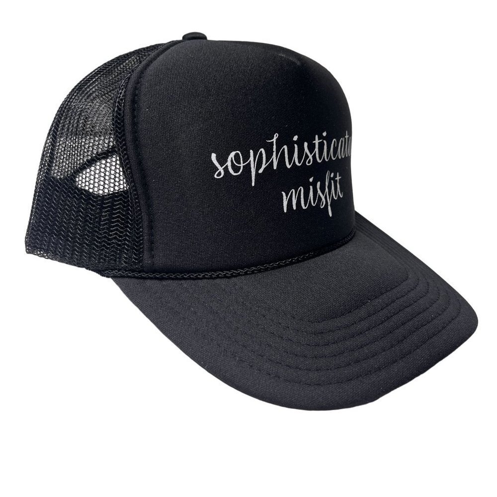 Sophisticated Misfit Embroidered Hat Cap Snap Back Black‎ White Trucker Mens